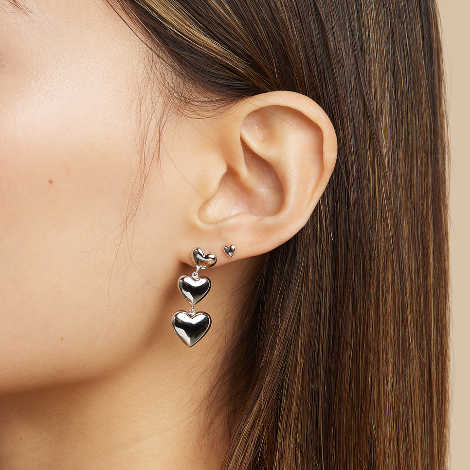 Earrings - Heart Stud Earrings in Silver - Stud Earrings - Astrid & Miyu