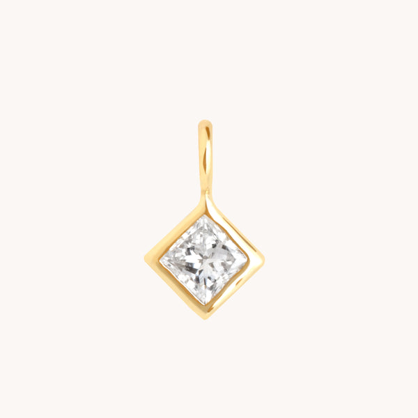 Birthstone Charms - Diamond Square Charm 9k Gold - Charms & Pendants - Astrid & Miyu