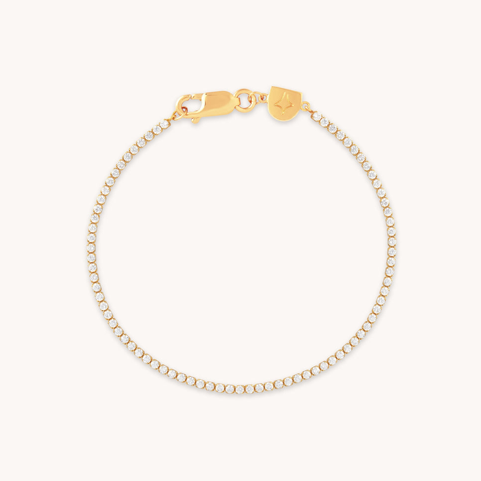 18k Gold Plated Jewellery - Tennis Chain Bracelet in Gold - Chain Bracelet - Astrid &amp; Miyu