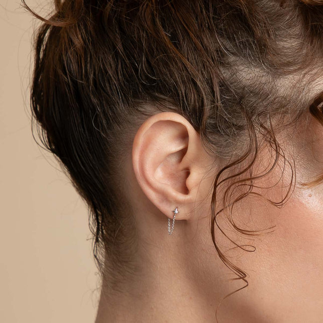 Cosmic Collection - Cosmic Star Chain Stud Earrings in Silver - Stud Earrings - Astrid &amp; Miyu