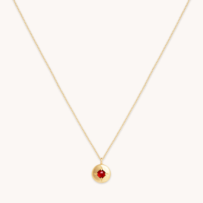 Birthstone Jewellery - January Garnet Birthstone Necklace in Solid Gold - Pendant Necklace - Astrid &amp; Miyu
