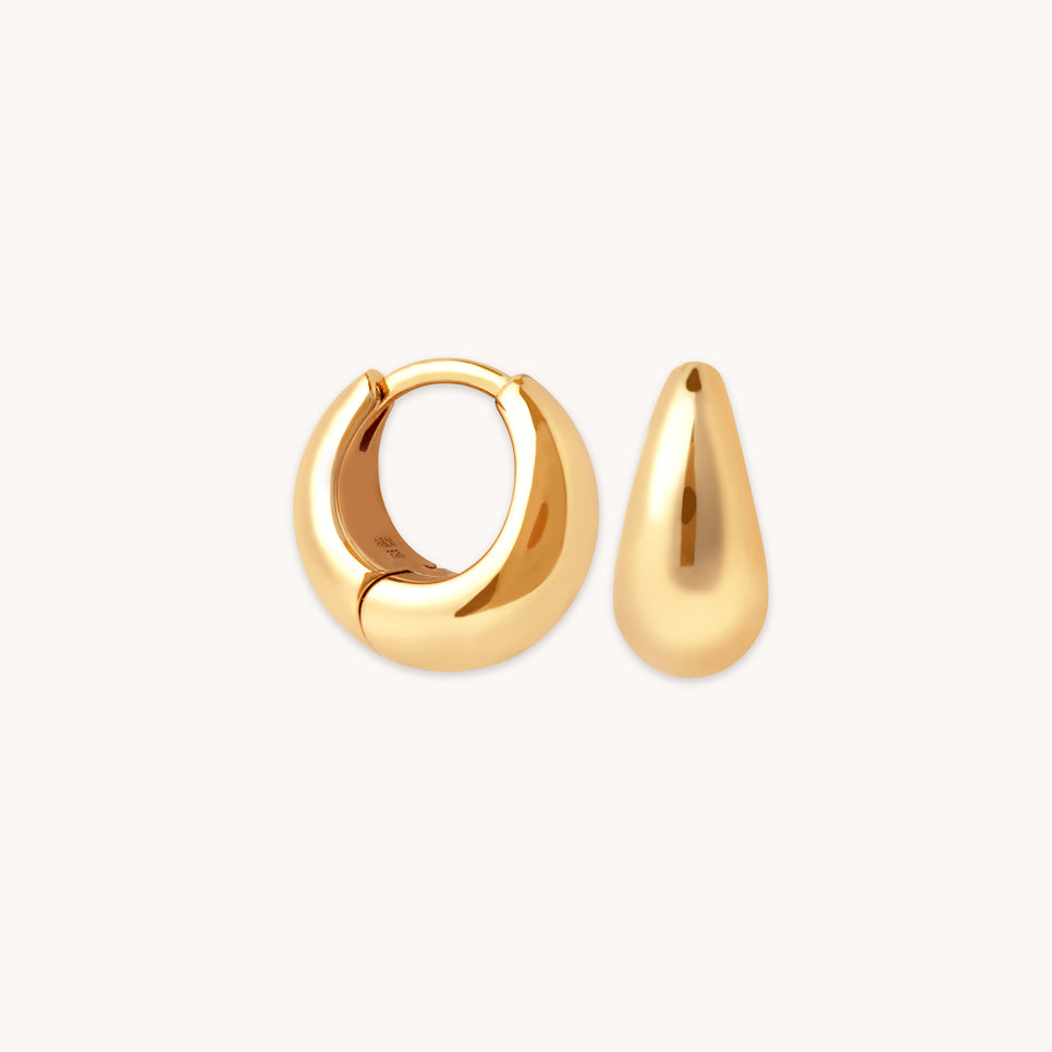 18k Gold Plated Jewellery - Dome Huggies in Gold - Huggies - Astrid &amp; Miyu