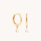 Earrings - Diamond Charm Huggies in Solid Gold - Huggies - Astrid &amp; Miyu