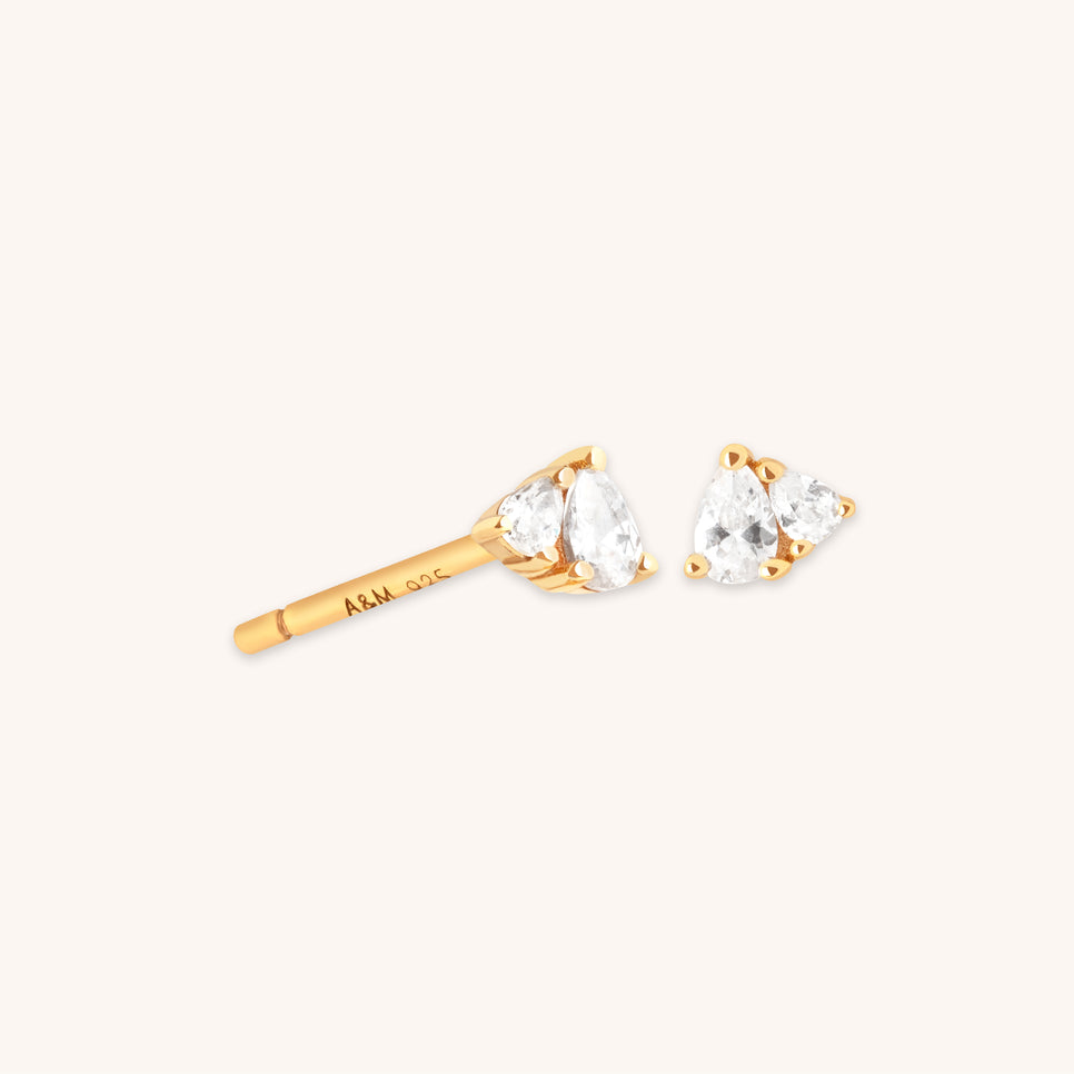 18k Gold Plated Jewellery - Pear Cluster Stud Earrings in Gold - Stud Earrings - Astrid & Miyu