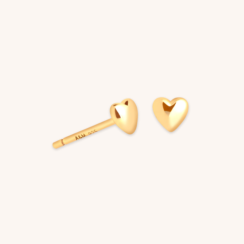 18k Gold Plated Jewellery - Heart Stud Earrings in Gold - Stud Earrings - Astrid & Miyu