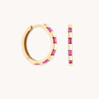 Earrings - Pink Sapphire Baguette Hoops in Solid Gold - Hoop Earrings - Astrid &amp; Miyu