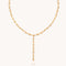 18k Gold Plated Jewellery - Infinite Pearl Bold Lariat Necklace in Gold - Lariat Necklace - Astrid &amp; Miyu
