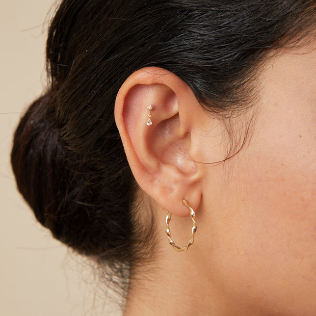 Flat Back Labret Studs - Cosmic Pear Charm Piercing Stud in Solid Gold - Piercing Stud - Astrid &amp; Miyu