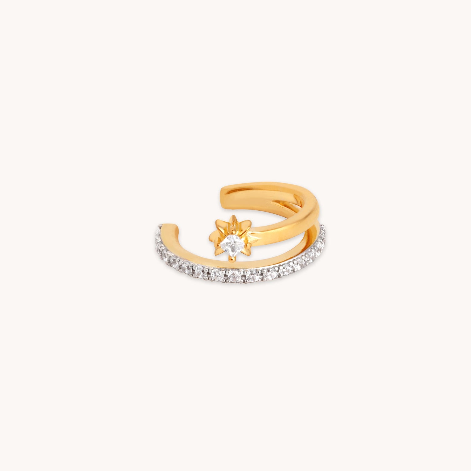 18k Gold Plated Jewellery - Cosmic Illusion Crystal Ear Cuff in Gold - Ear Cuffs - Astrid & Miyu
