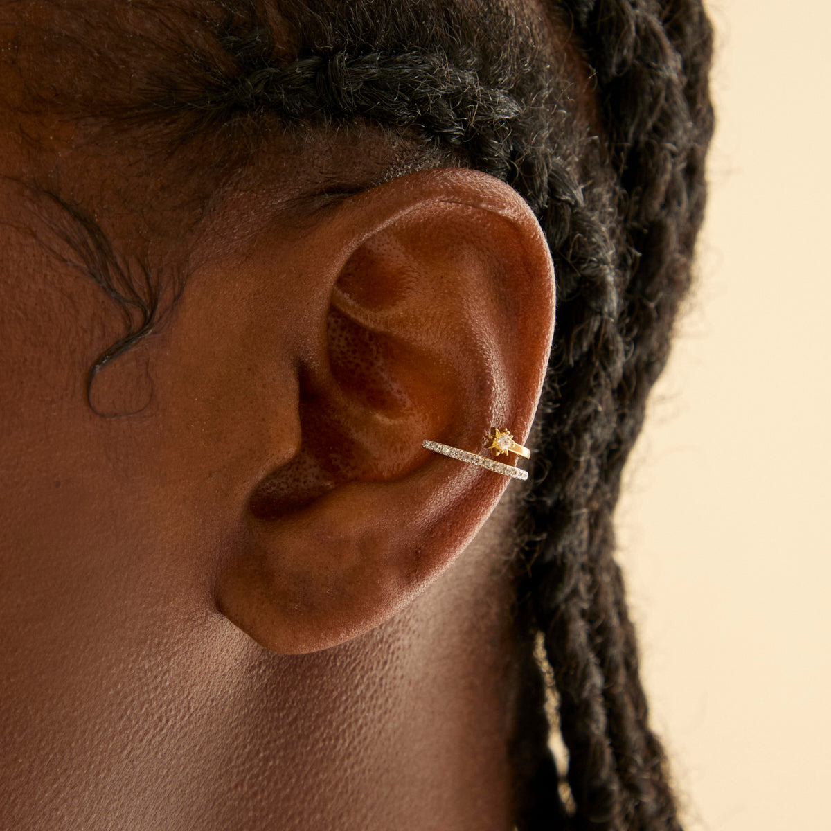 18k Gold Plated Jewellery - Cosmic Illusion Crystal Ear Cuff in Gold - Ear Cuffs - Astrid & Miyu