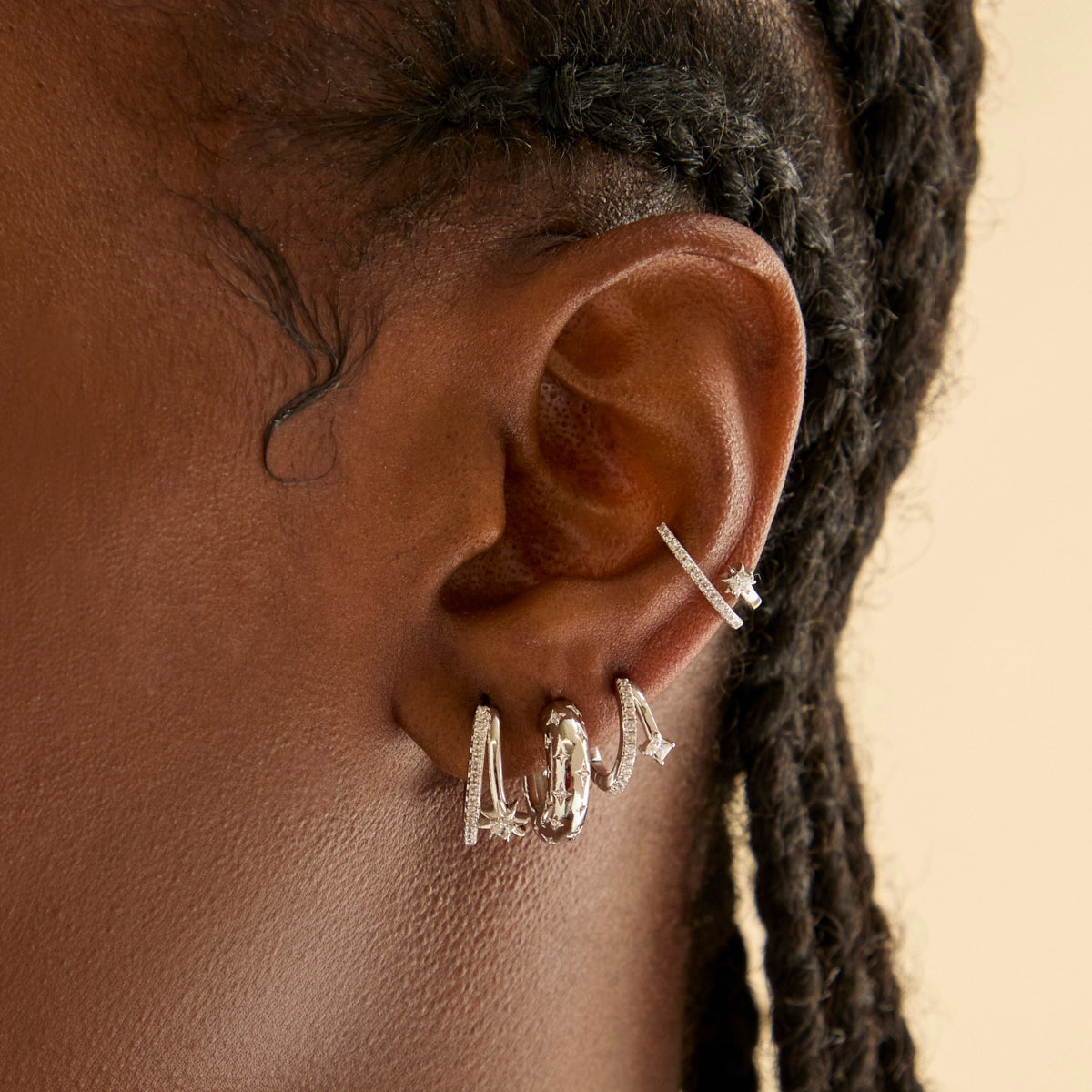 Ear Cuffs - Cosmic Illusion Crystal Ear Cuff in Silver - Ear Cuffs - Astrid &amp; Miyu