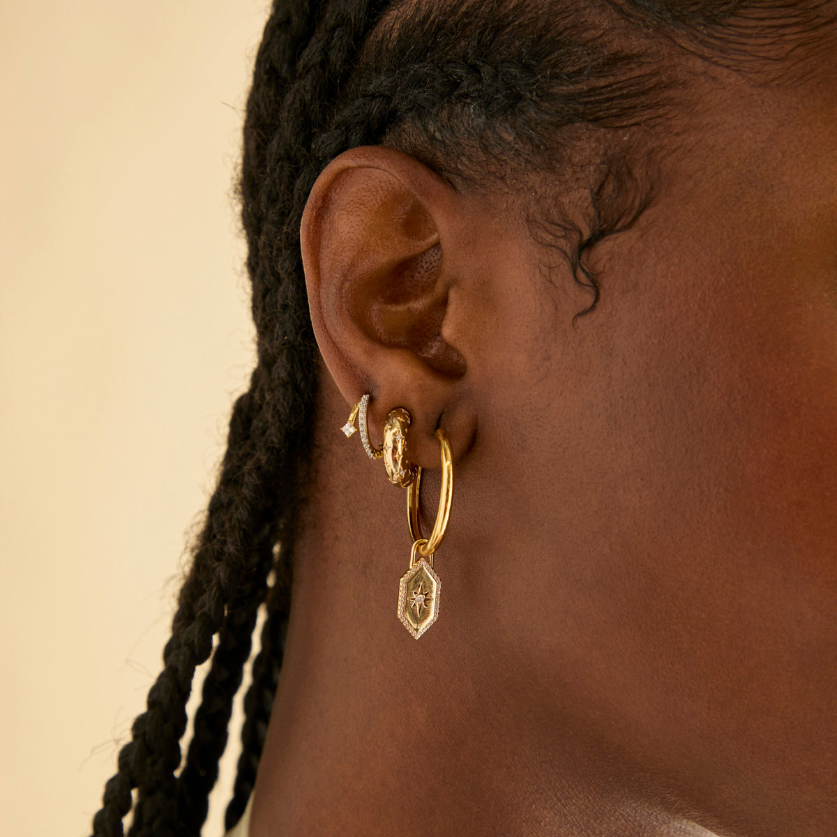 18k Gold Plated Jewellery - Pavé Crystal Illusion Huggies in Gold - Huggies - Astrid & Miyu