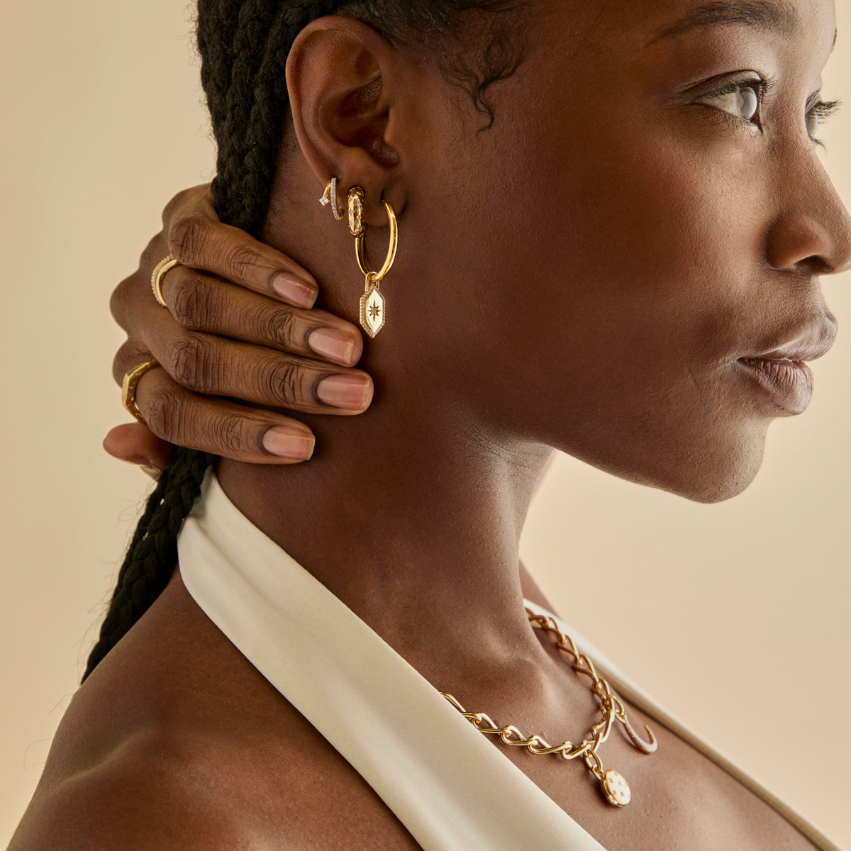 18k Gold Plated Jewellery - Pavé Crystal Illusion Huggies in Gold - Huggies - Astrid & Miyu