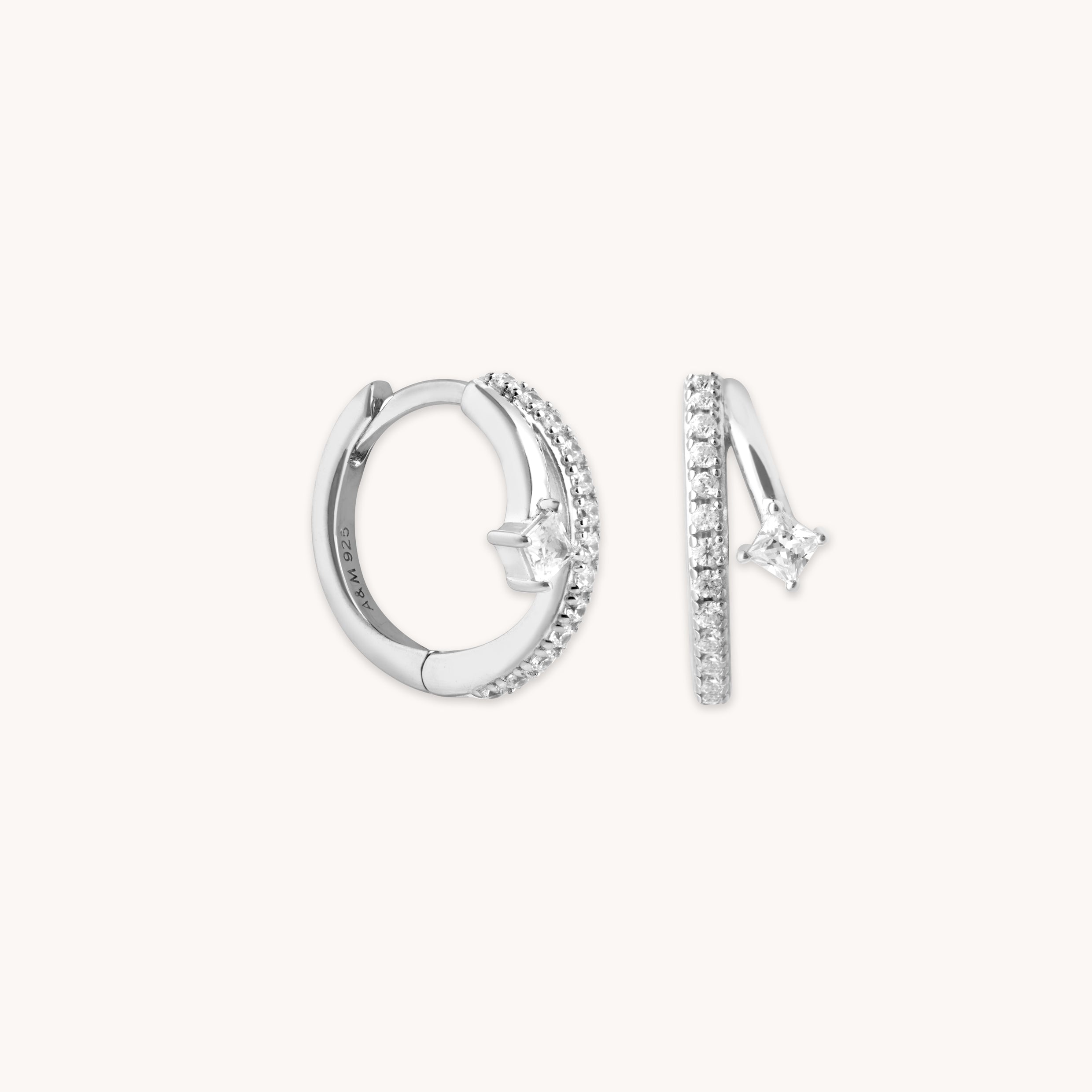 Earrings - Pavé Crystal Illusion Huggies in Silver - Huggies - Astrid & Miyu