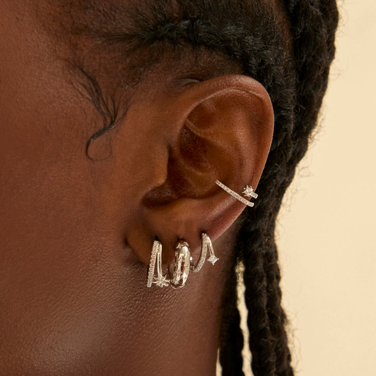 Earrings - Pavé Crystal Illusion Huggies in Silver - Huggies - Astrid & Miyu