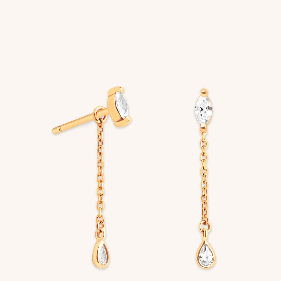 Navette Drop Studs in Gold-Astrid & Miyu