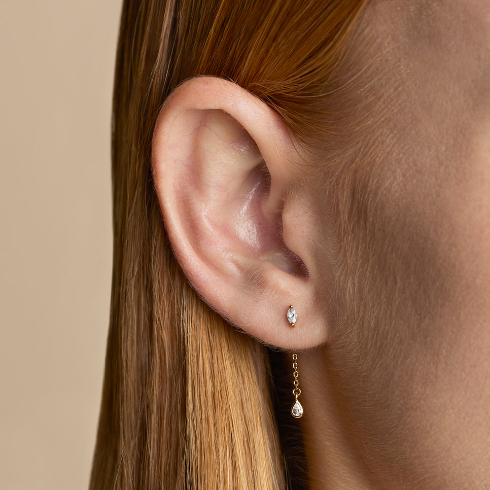Navette Drop Studs in Gold-Astrid & Miyu