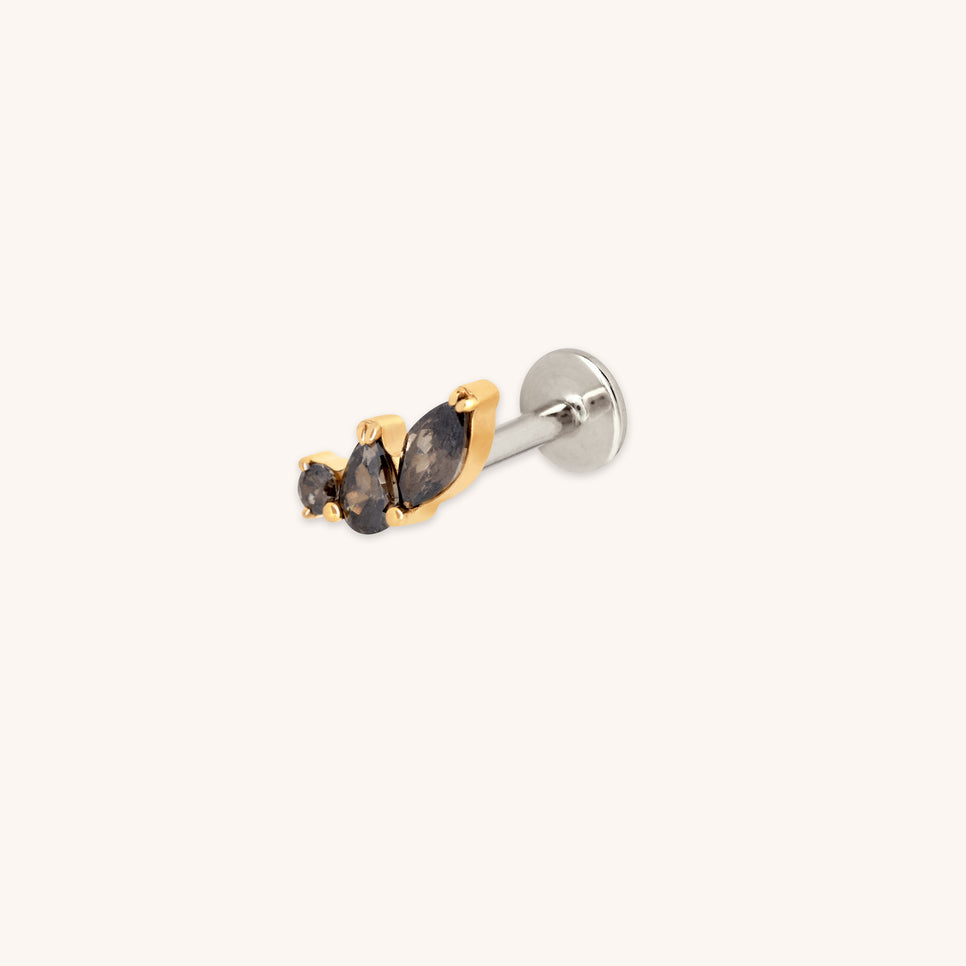 Black Cluster Titanium Piercing Stud in Gold-Astrid &amp; Miyu