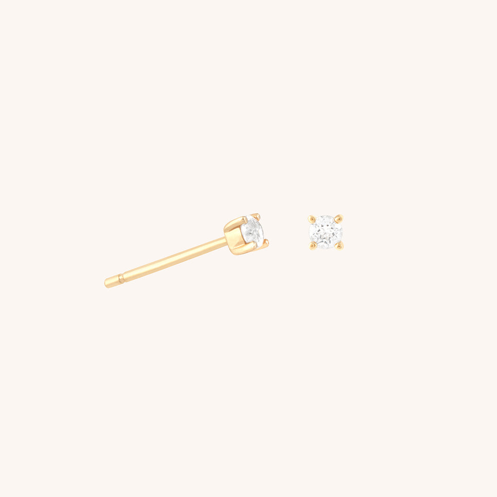 Diamond Solitaire Stud Earrings in Solid Gold-Astrid &amp; Miyu