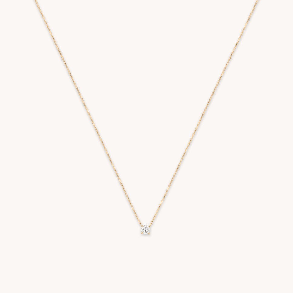 Diamond Solitaire Pendant Necklace in Solid Gold-Astrid &amp; Miyu