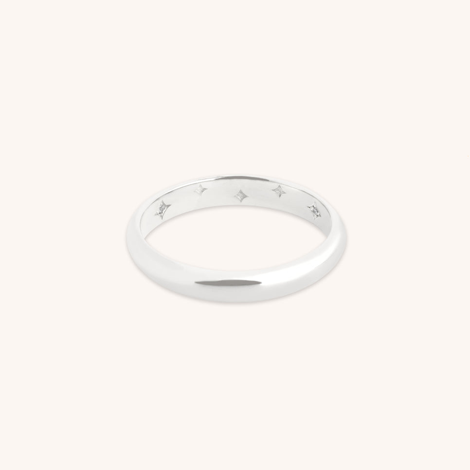 Hidden Cosmic Milestone Ring in Solid White Gold-Astrid & Miyu