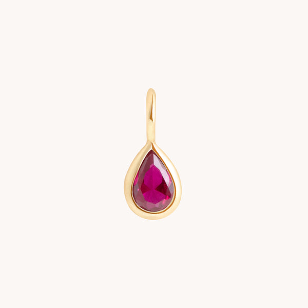 Birthstone Charms - Ruby Pear Charm 9k Gold - Welding Charm - Astrid & Miyu