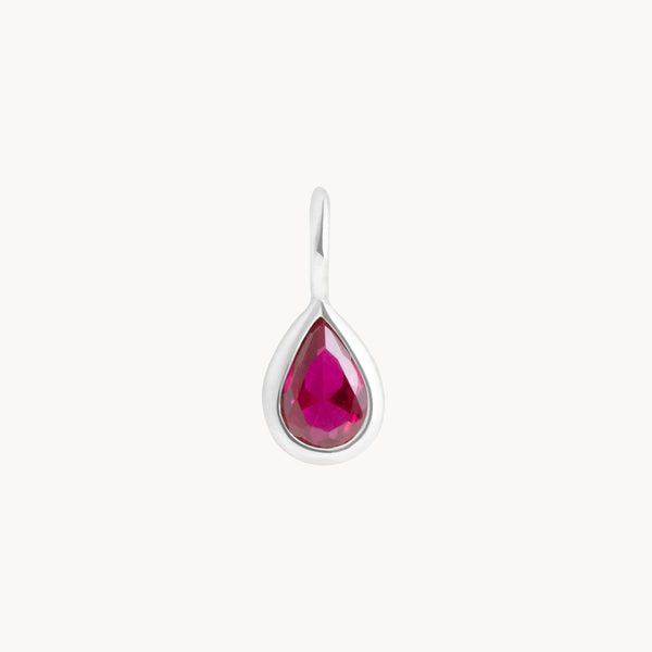 Birthstone Charms - Ruby Pear Charm 9k White Gold - Welding Charm - Astrid & Miyu