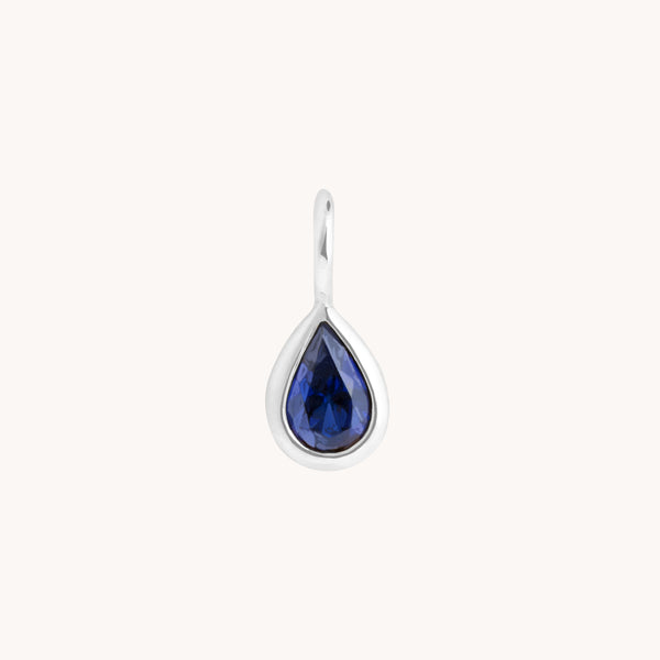 Birthstone Charms - Sapphire Pear Charm 9k White Gold - Welding Charm - Astrid & Miyu