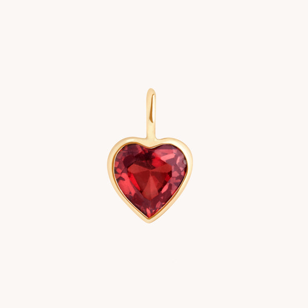 Motif Charms - Garnet Heart Charm 9k Gold - Welding Charm - Astrid & Miyu