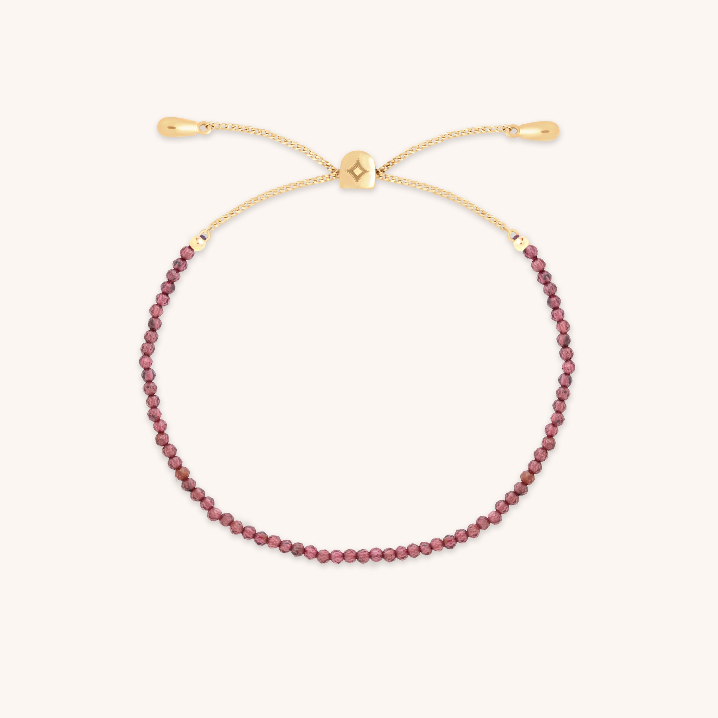 Garnet January Beaded Bracelet in Solid Gold-Astrid &amp; Miyu