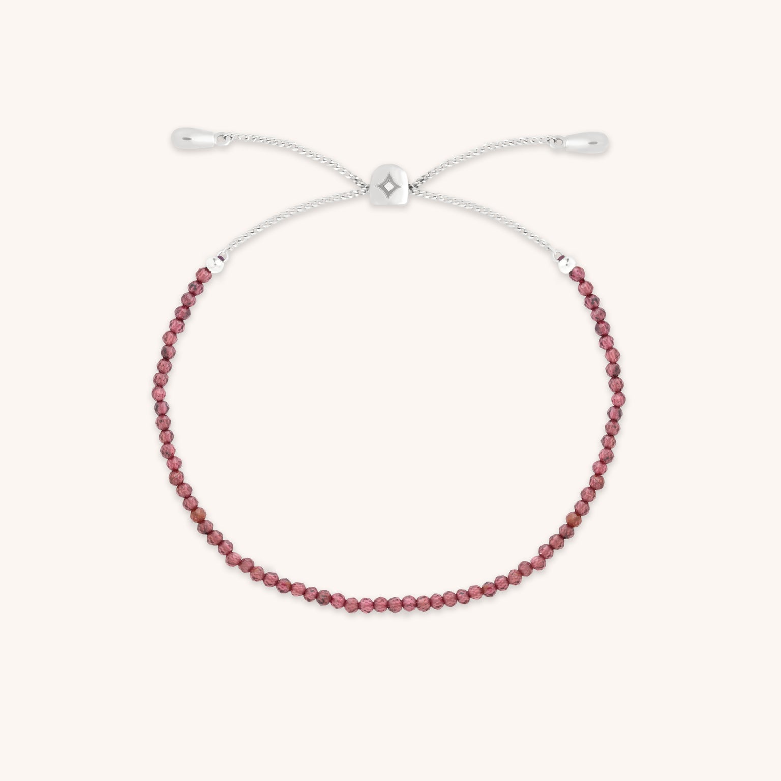 Garnet January Beaded Bracelet in Solid White Gold-Astrid & Miyu