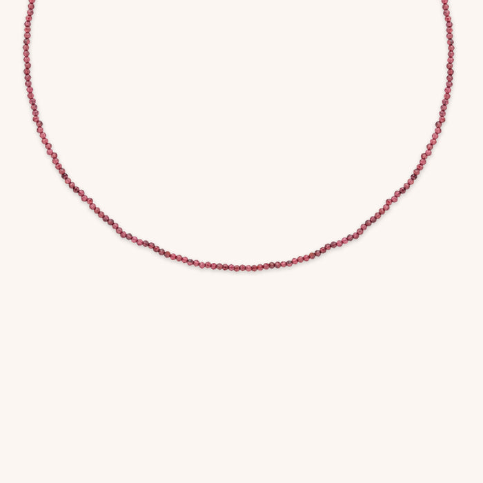 Garnet January Beaded Necklace in Solid Gold-Astrid &amp; Miyu