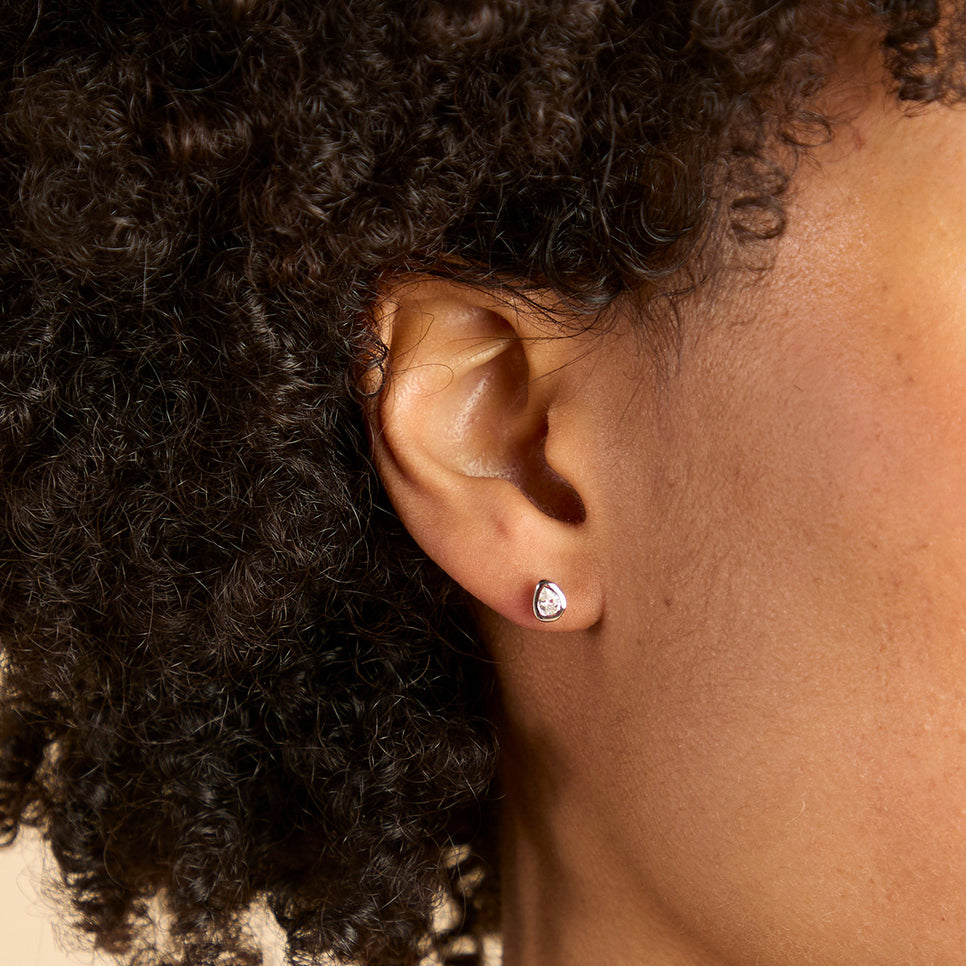 Pear Bezel Studs-Astrid & Miyu