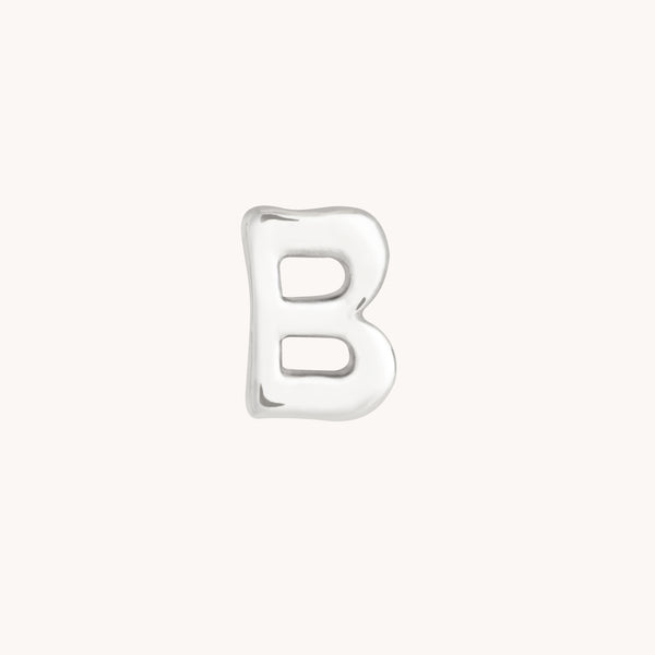B Initial Click Charm in Solid White Gold-Astrid &amp; Miyu