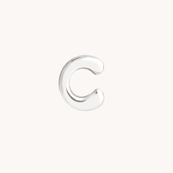 C Initial Click Charm in Solid White Gold-Astrid &amp; Miyu
