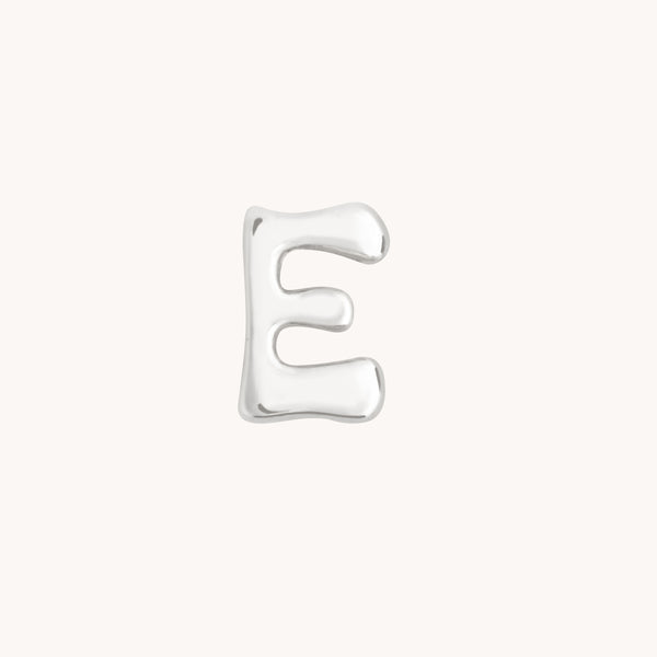 E Initial Click Charm in Solid White Gold-Astrid &amp; Miyu