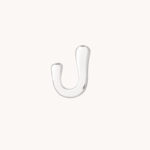 J Initial Click Charm in Solid White Gold-Astrid &amp; Miyu