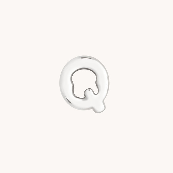 Q Initial Click Charm in Solid White Gold-Astrid & Miyu