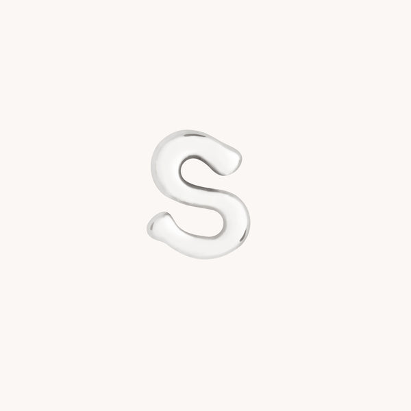 S Initial Click Charm in Solid White Gold-Astrid & Miyu