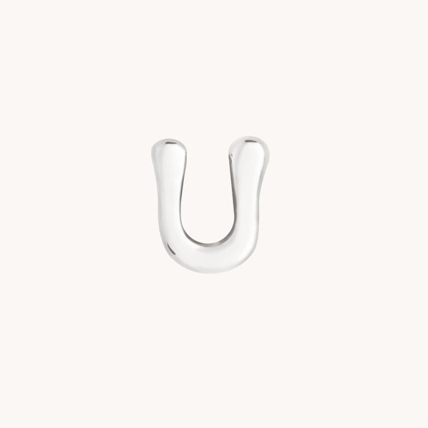 U Initial Click Charm in Solid White Gold-Astrid &amp; Miyu