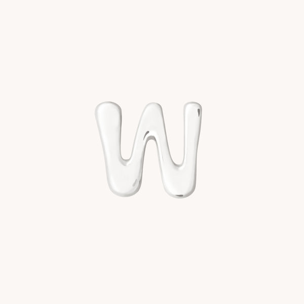 W Initial Click Charm in Solid White Gold-Astrid &amp; Miyu