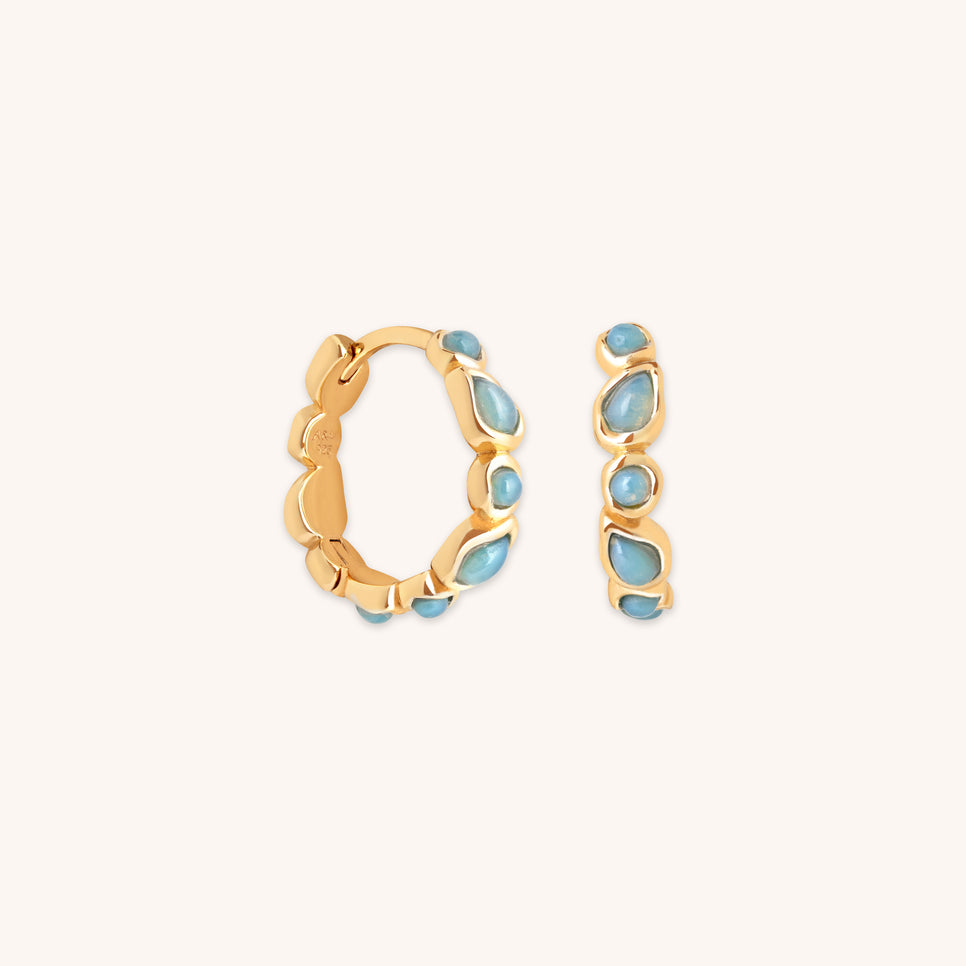 Opal Pear Bezel Hoops in Gold-Astrid & Miyu