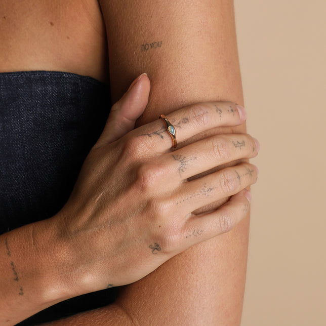 Opal Pear Band Ring in Gold-Astrid &amp; Miyu