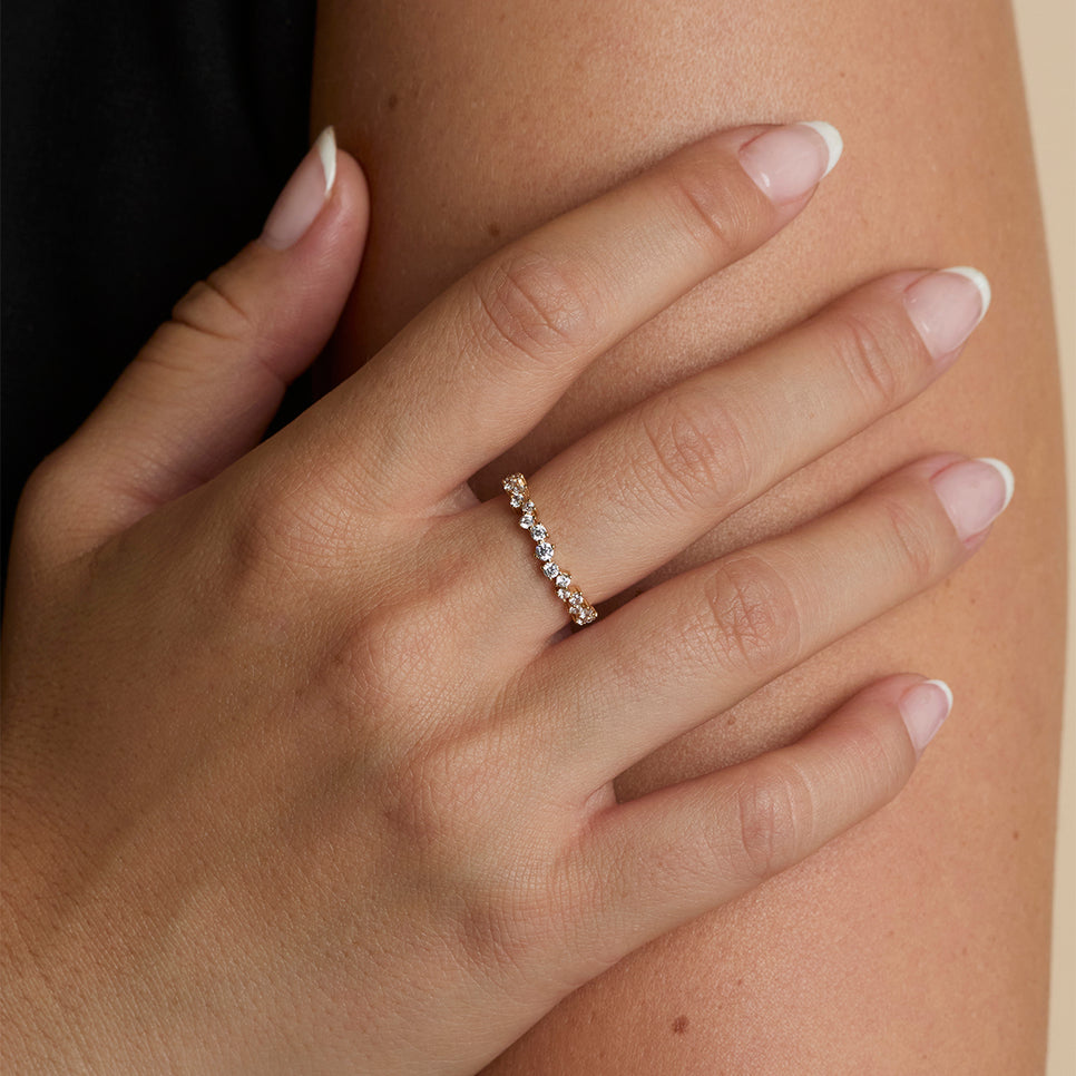 Crystal Scatter Band Ring in Gold-Astrid & Miyu