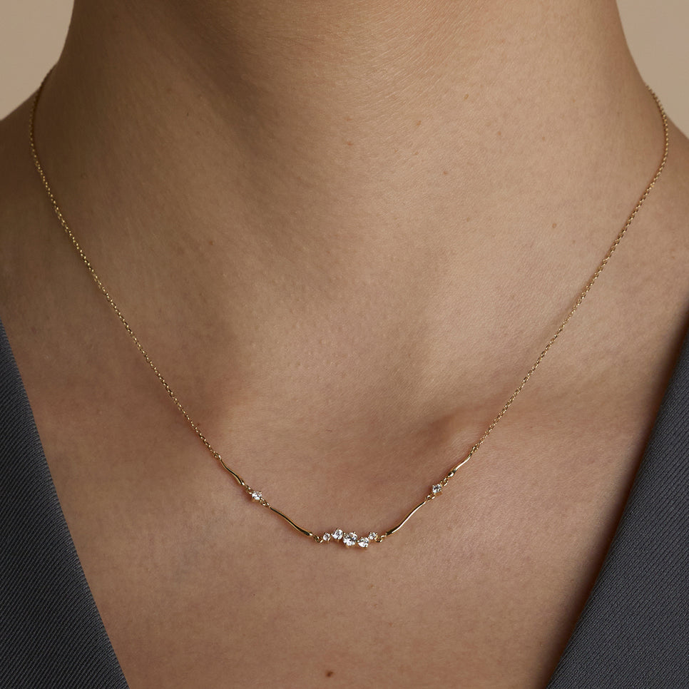 Diamond Cluster Molten Necklace in Solid Gold-Astrid &amp; Miyu