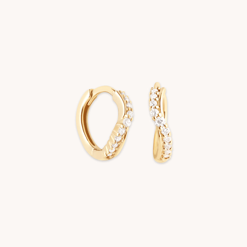 Diamond Wave Huggies in Solid Gold-Astrid & Miyu