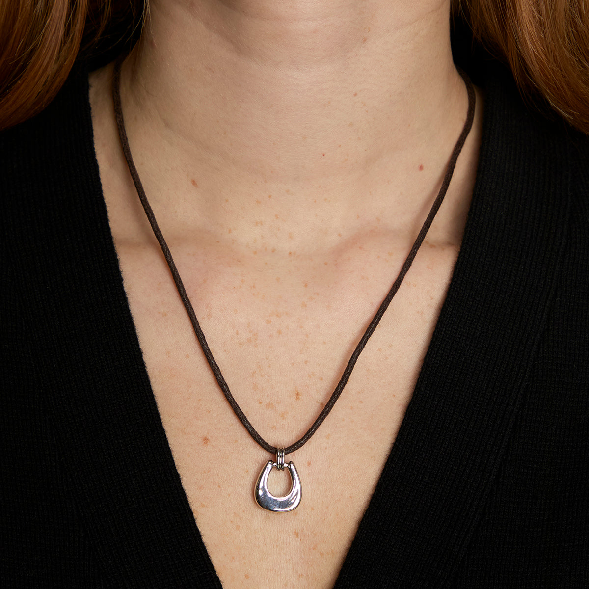 Hardware Pendant Cord Necklace in Silver-Astrid &amp; Miyu