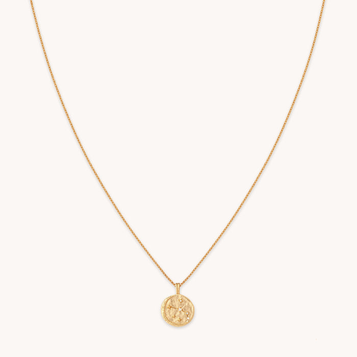 Aries Zodiac Pendant Necklace in Gold