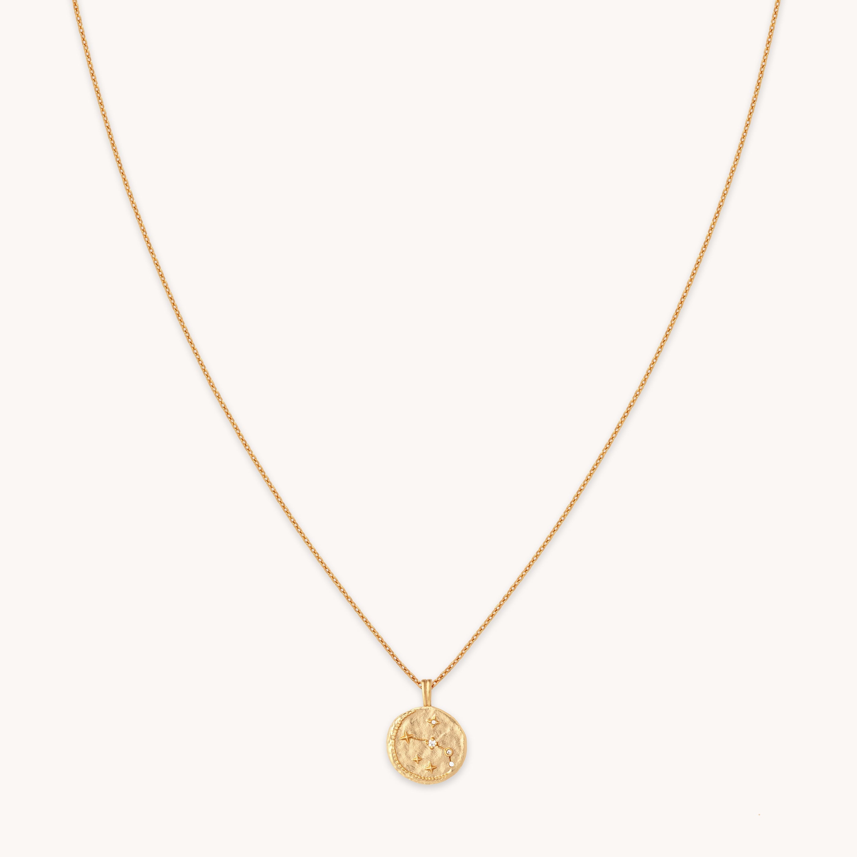 Aries Zodiac Pendant Necklace in Gold