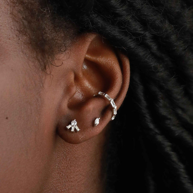 Core Collection SS23 - Navette Gem Stud Earrings in Silver - Stud Earrings - Astrid & Miyu